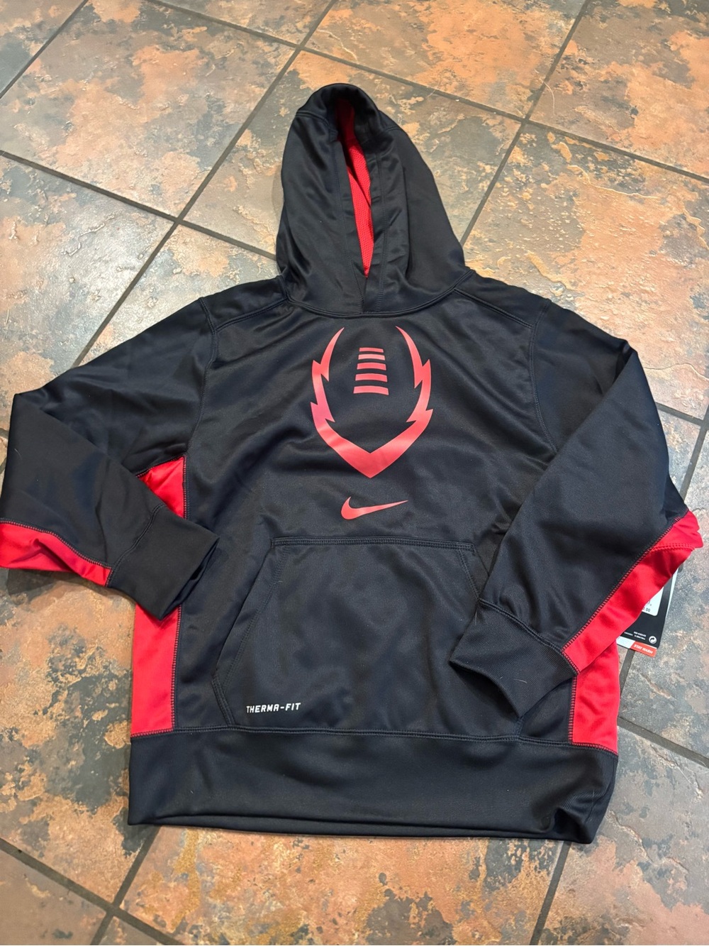 Nike Black & Red Therma-Fit Kids Pullover Hoodie